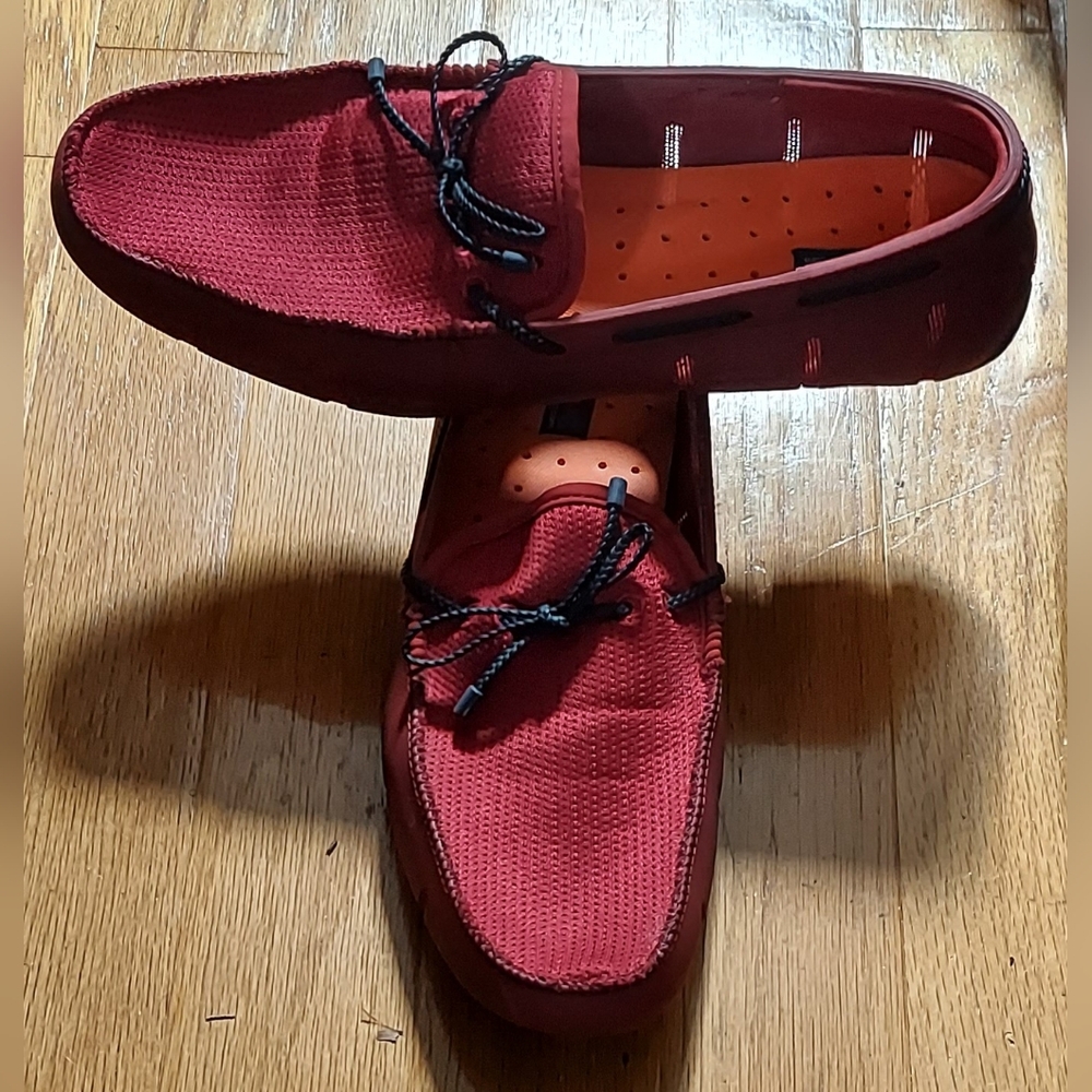 SWIMS MEN'S RED RUBBER & MESH LACE BRAIDED BOAT SLIP-ON CASUAL LOAFERS SIZE 13 - Picture 4 of 13